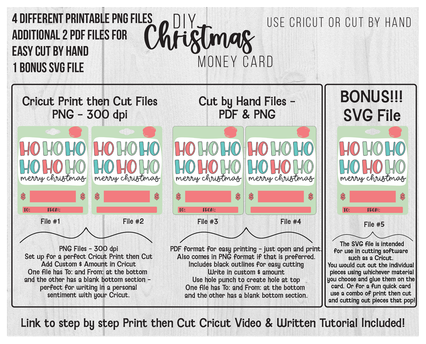 Printable Ho Ho Ho Lip Balm Christmas Money Card Template