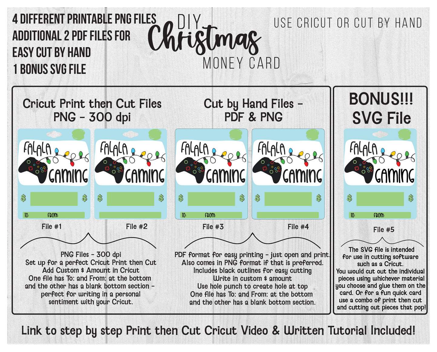 Printable Christmas Video Gamer Lip Balm Money Card Template