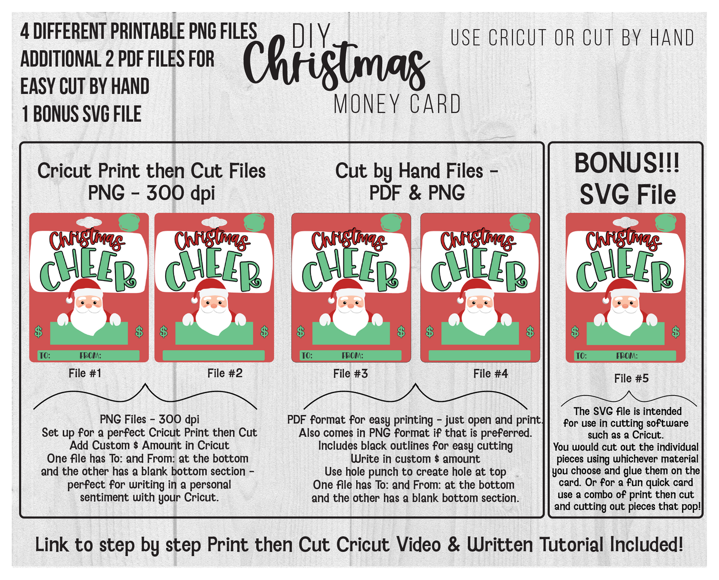Printable Christmas Peaking Santa Lip Balm Money Card Template