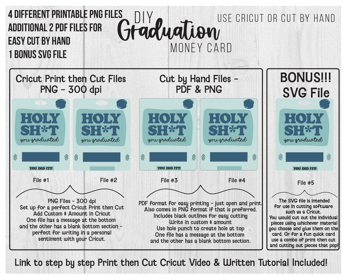 Printable Funny Graduation Holy Sh*t Lip Balm Money Card Template