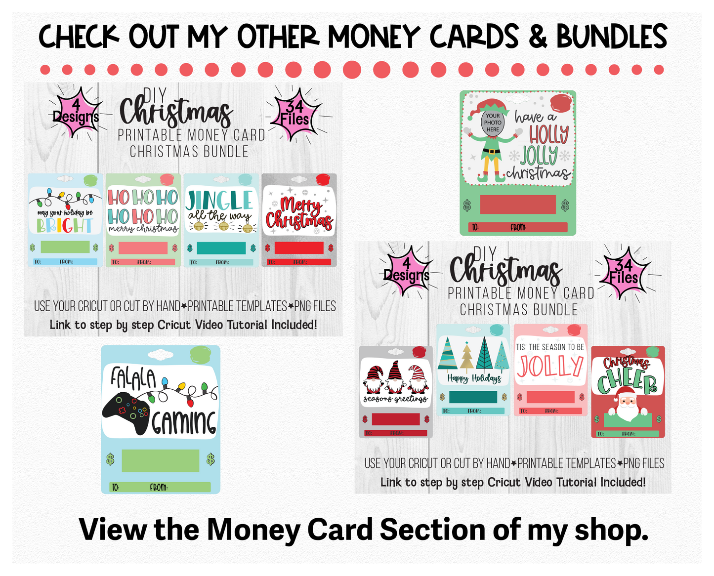 Printable Christmas Lip Balm Money Card Template Merry and Bright