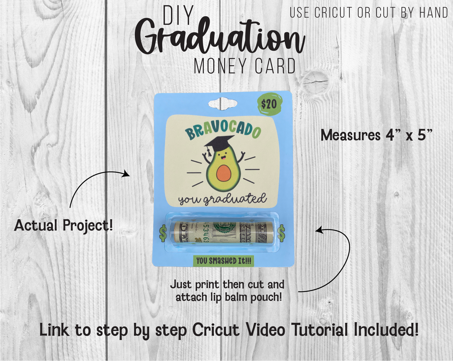 Printable Funny Graduation Bravocado Lip Balm Money Card Template