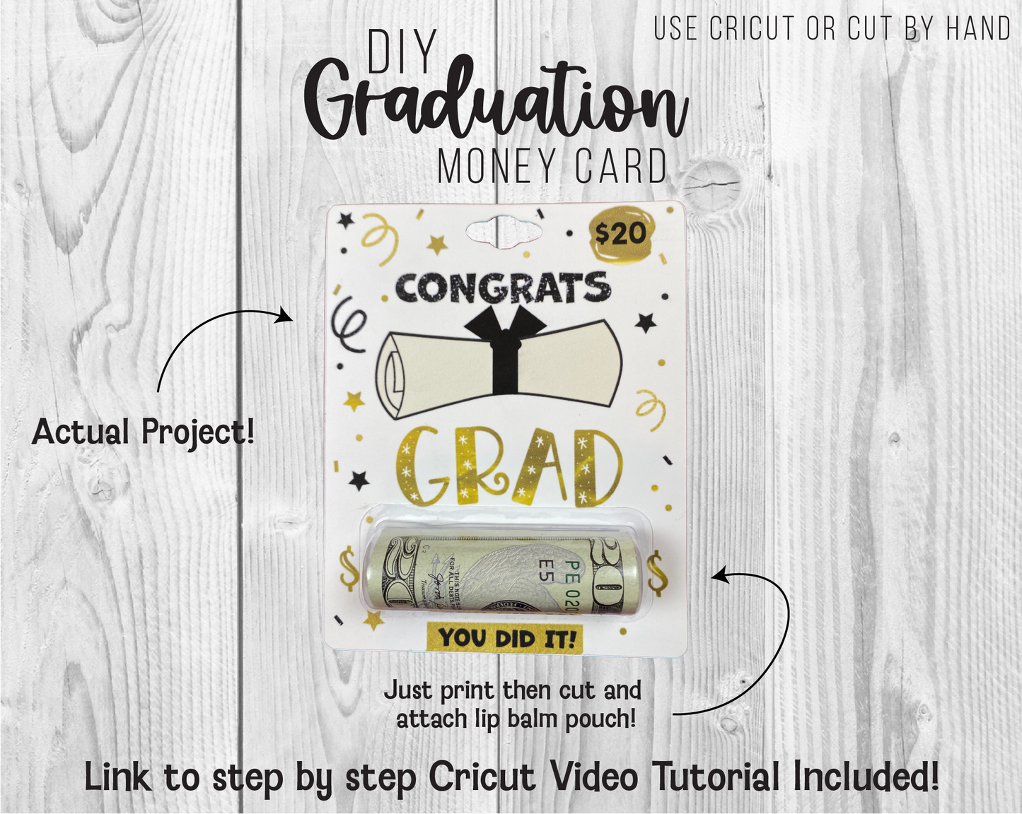 Printable Graduation Lip Balm Money Card Template