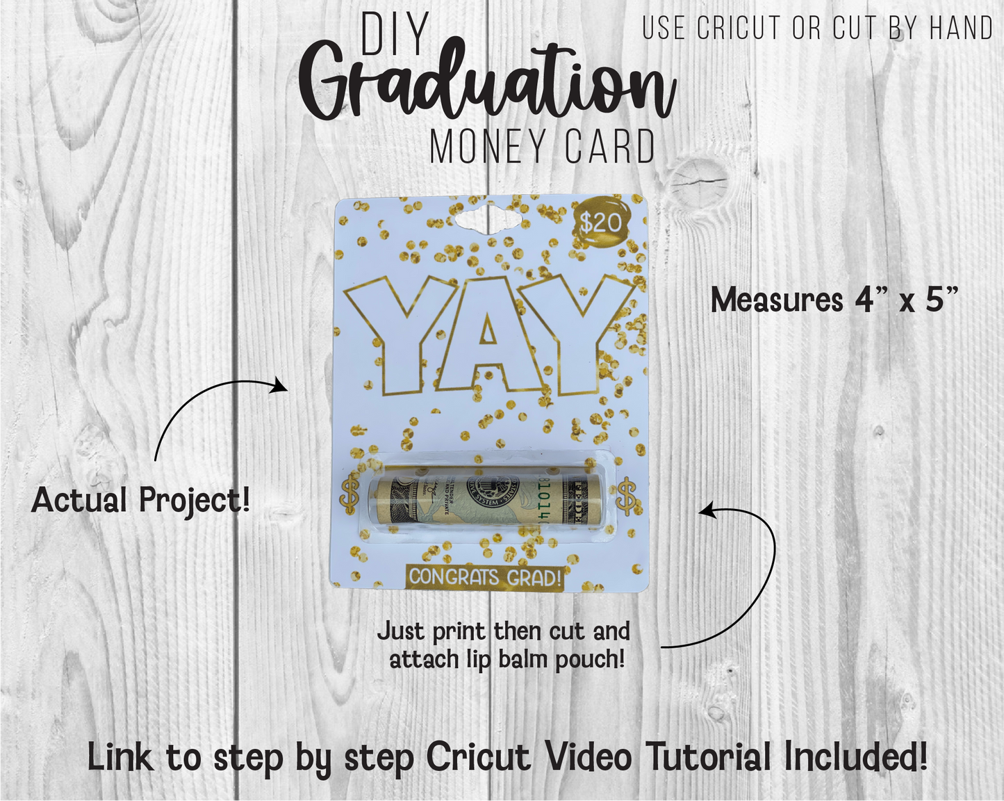 Printable Graduation Yay Lip Balm Money Card Template