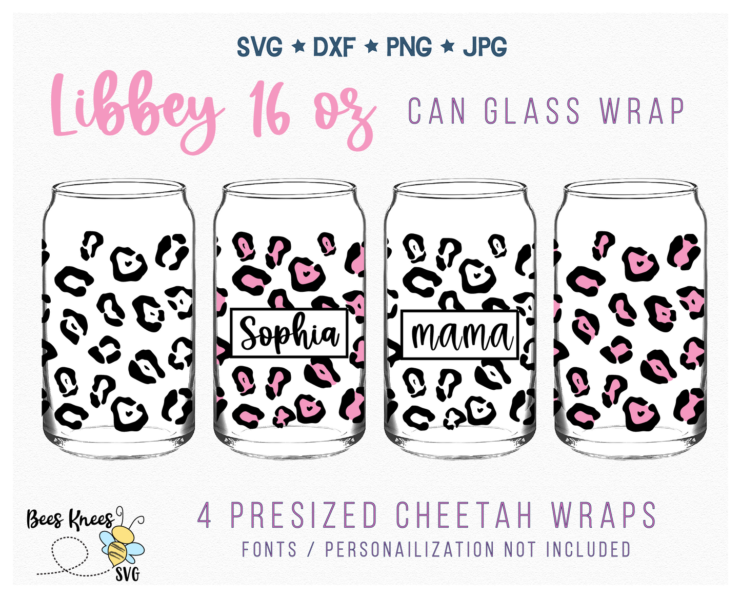 Cheetah Libbey 16 oz Glass Wrap Svg