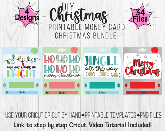 Printable Christmas Lip Balm Money Card Template Bundle
