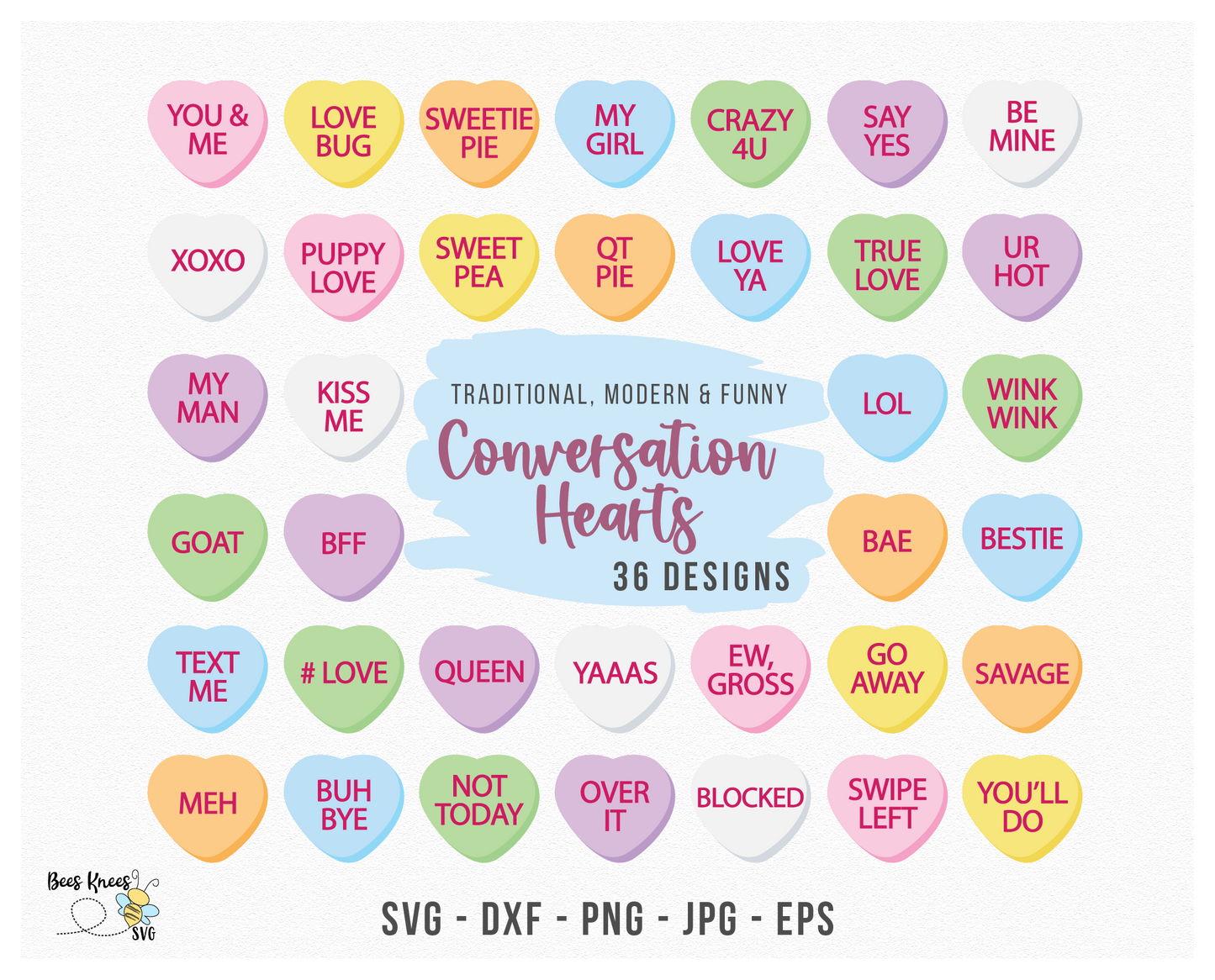 Conversation Hearts SVG PNG File