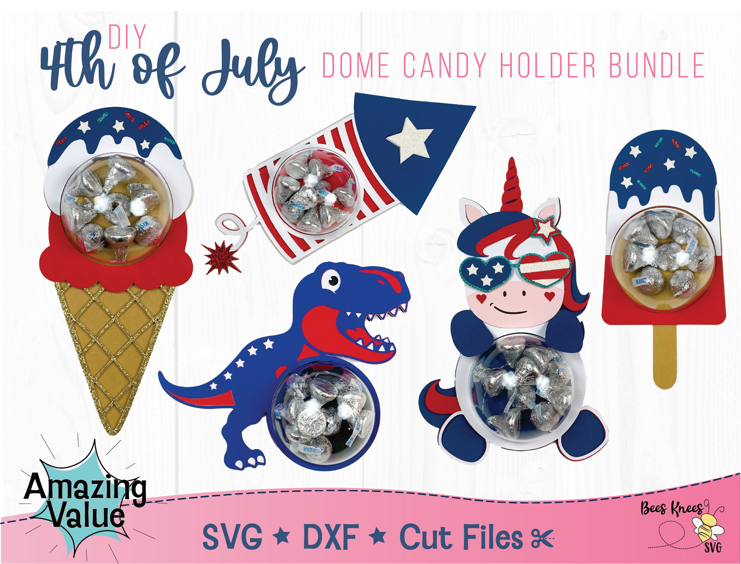 4th of July Dome Candy Holder SVG Bundle