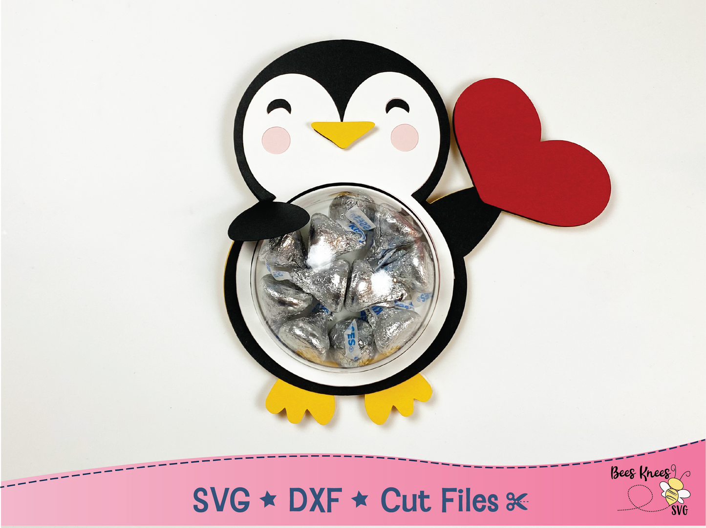 Penguin with Heart Dome Candy Holder SVG File