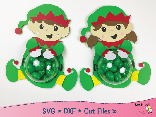 Elf Boy and Girl Candy Holder SVG File