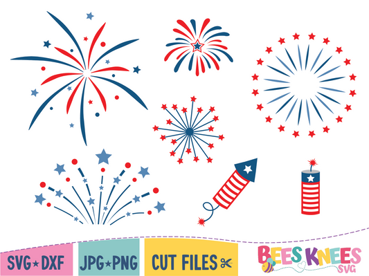 4th of July Patriotic Fireworks SVG Cut File Bundle