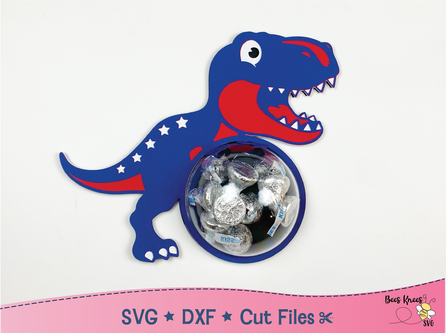 Patriotic Dinosaur Candy Holder SVG File