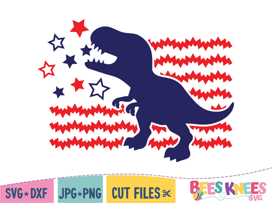 Dinosaur 4th of July SVG Cut File Digital Download