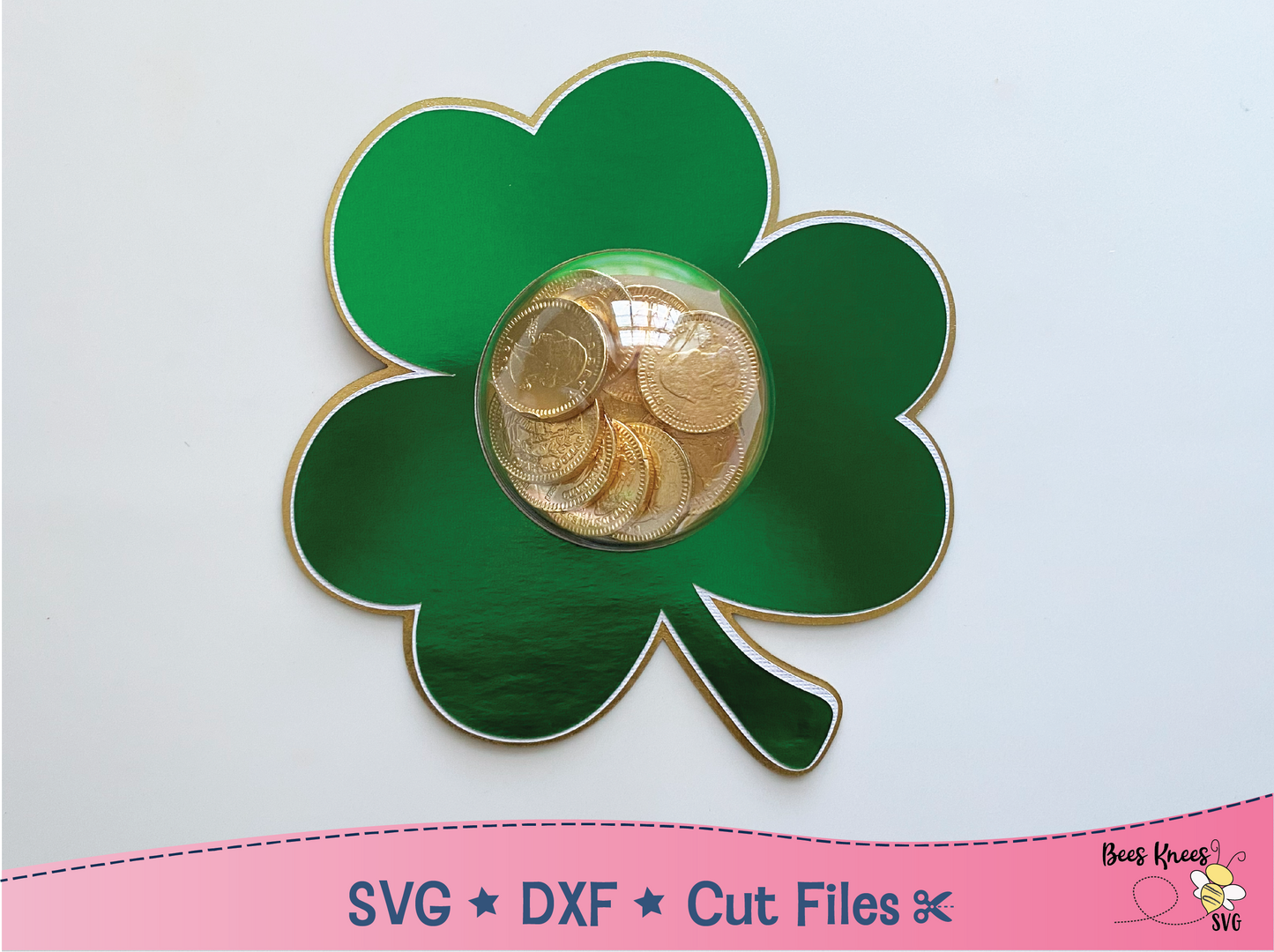 Shamrock St. Patrick's Day Dome Candy Holder Template for Cricut or Silhouette