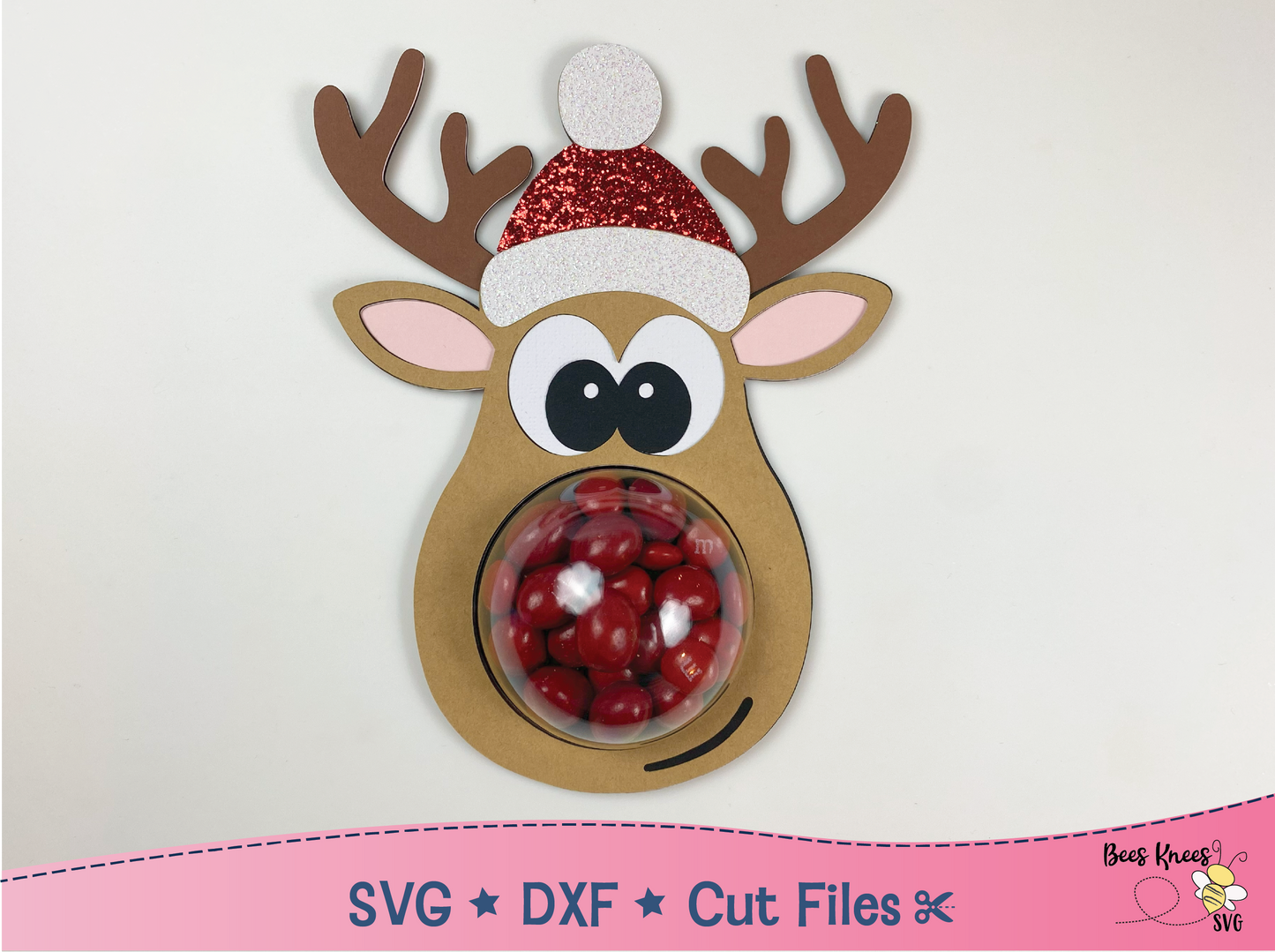 Reindeer Head Dome Candy Holder SVG File