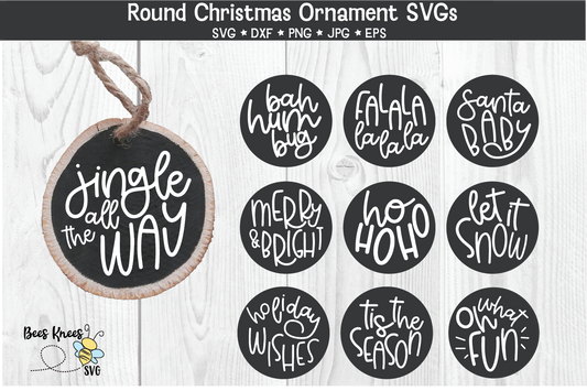 Round Hand Lettered Christmas Ornament SVG File