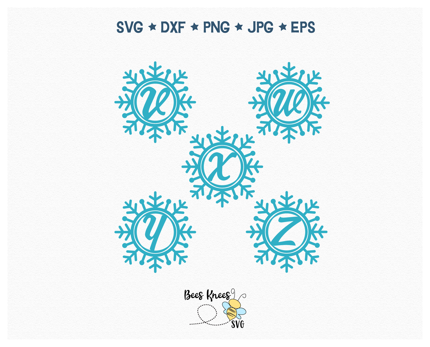 Snowflake Initial Monogram A - Z Keychain SVG Cut Files