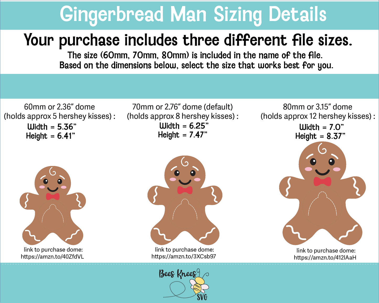 Gingerbread Trio Dome Candy Holder SVG File