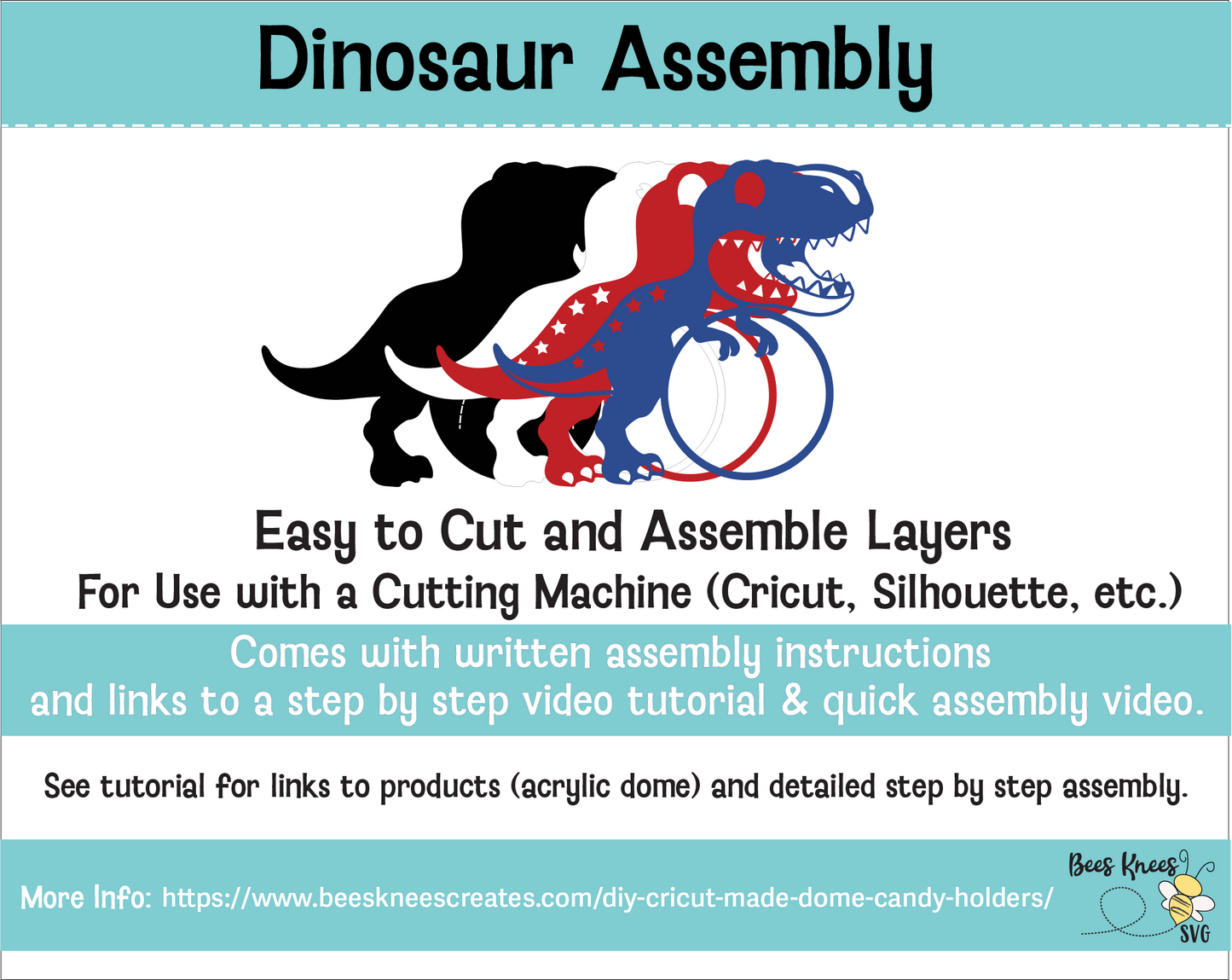 Patriotic Dinosaur Candy Holder SVG File