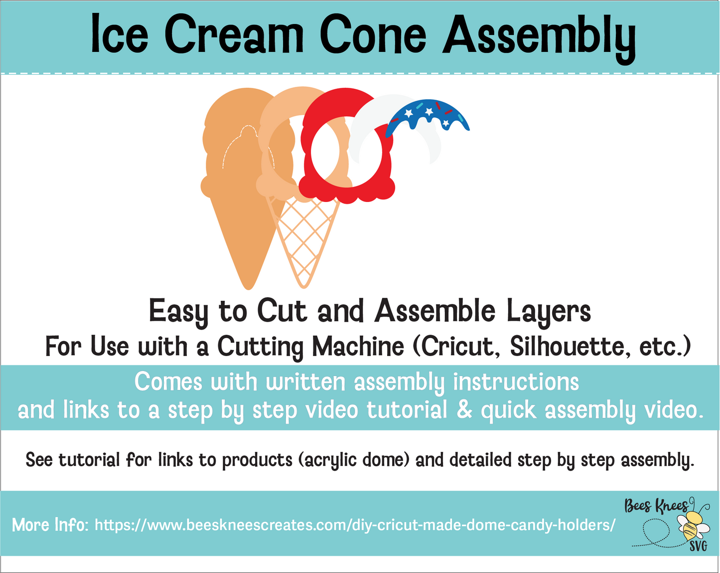 Patriotic Ice Cream Cone Candy Holder SVG File