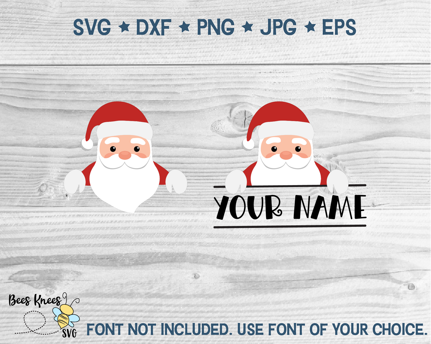 Peeking Santa Monogram SVG File
