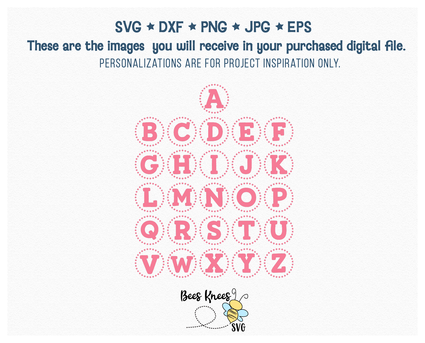 Initial Monogram A - Z Round Dot Keychain SVG Cut Files