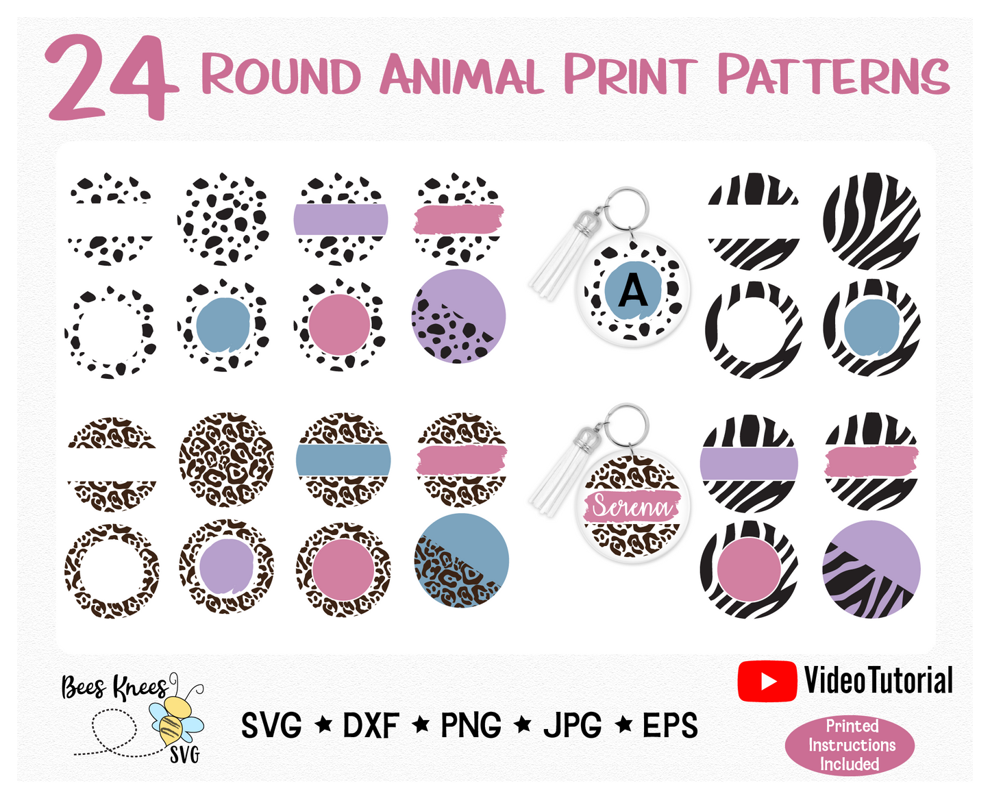 Animal Print Pattern Keychain SVG Cut Files