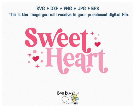 Sweet Heart Retro Modern SVG Cut File Digital Download