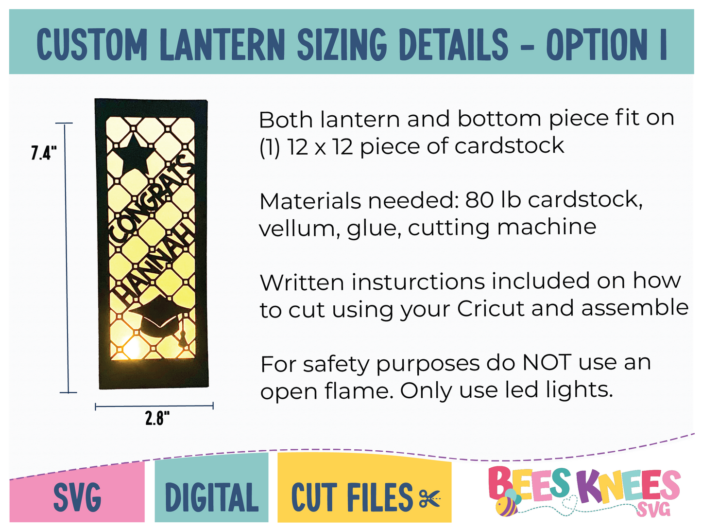 Custom Personalized 2024 Graduation Lantern Template SVG Digital File